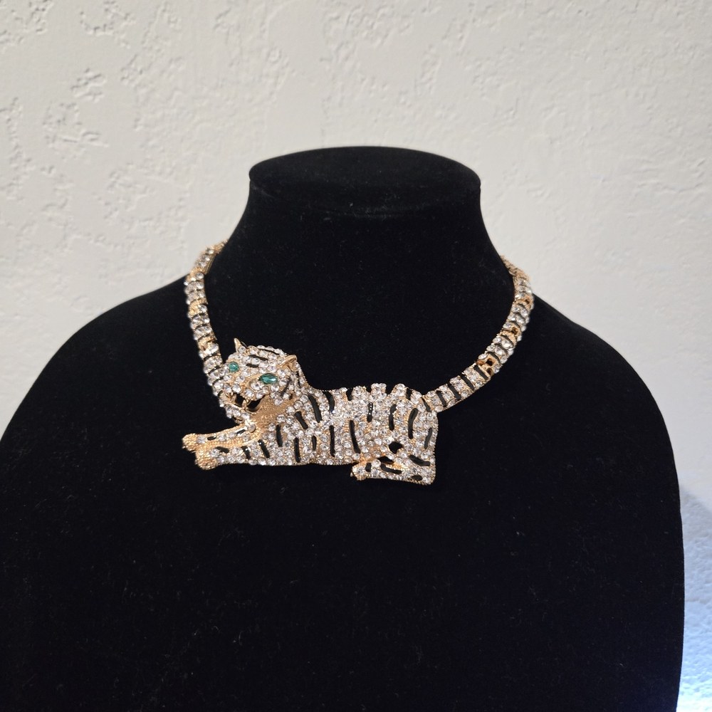 Elegant Gold and Silver Tiger Necklace